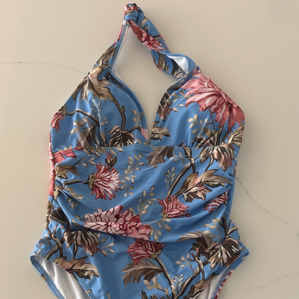Women’s Blue Floral Swimwear with wrap